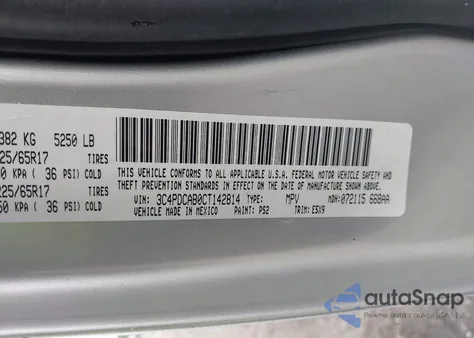 2012 Dodge Journey Se/Avp from USA, damaged, VIN 3C4PDCAB0CT142814